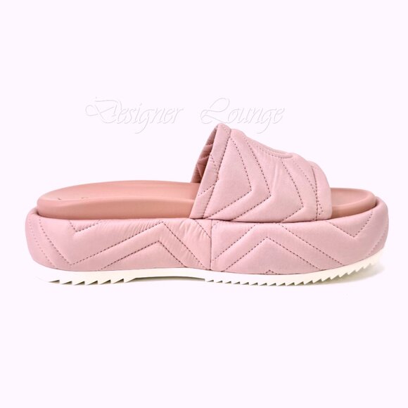 NEW GUCCI Angelina Quilted GG Logo Pink Nylon Platform Sandals EU 39 US 9 - Picture 4 of 11